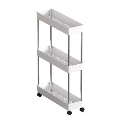 3 Tier Slim Storage Cart with Slide Out Shelves, Rolling Bathroom, Kitchen, or Laundry Organizer with Wheels