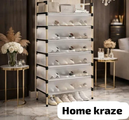 Dustproof Multi-Layer Portable Shoe Rack Organizer with Dust Cover (4/5/6/7) with Dustproof Cover & Handles Dustproof Multilayer Shoe Rack