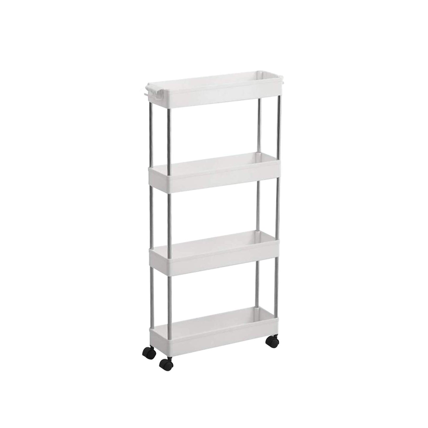 4 Tier Slim Storage Cart with Slide Out Shelves, Rolling Bathroom, Kitchen, or Laundry Organizer with Wheels