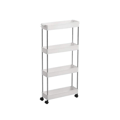 4 Tier Slim Storage Cart with Slide Out Shelves, Rolling Bathroom, Kitchen, or Laundry Organizer with Wheels