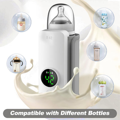 Portable Baby Bottle Warmer with Digital Temperature Display & USB Charging