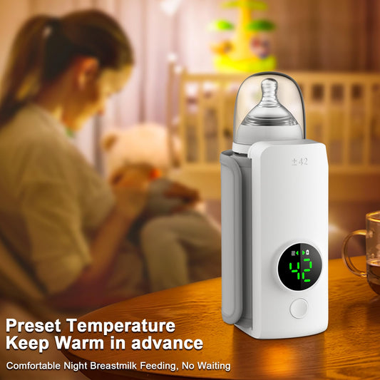 Portable Baby Bottle Warmer with Digital Temperature Display & USB Charging